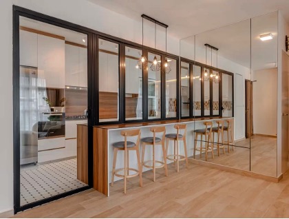 Open concept kitchen and dining area
