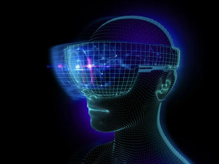 A virtual representation of a person wearing a VR headset