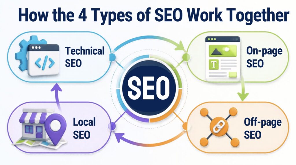How the 4 types of SEO work together